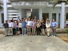 Group photo in front of Khanh Phu Malaria Center