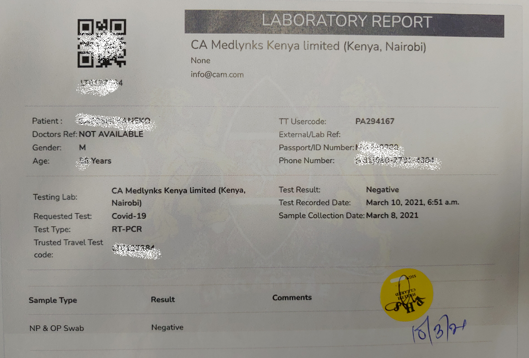 Traveling to/from Kenya NUITMKEMRI Project