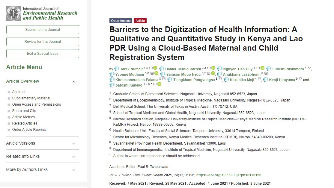 Paper on Electronic Mother and Child Registry system using NUITM-KEMRI infrastructure published