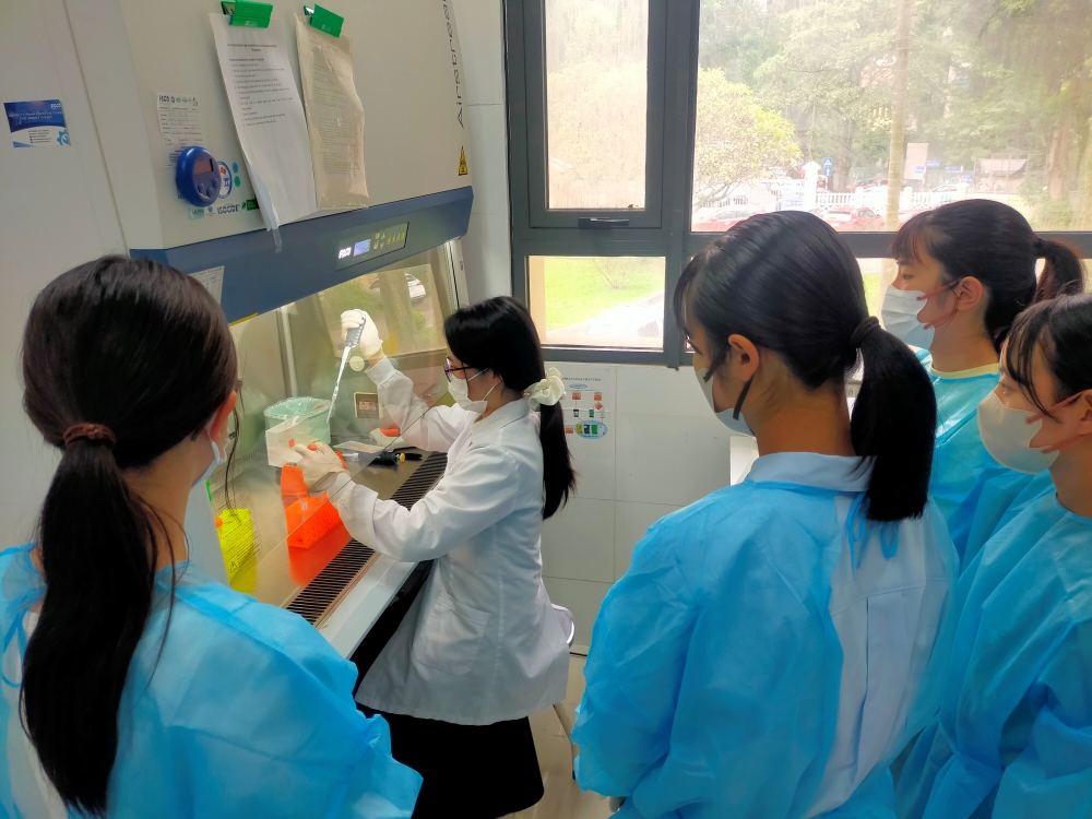 実験（川の水：Nga先生によるデモンストレーション）